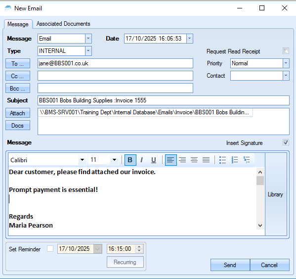 Invoice Email example1