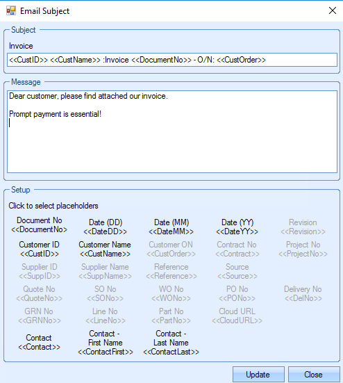 Invoice email example