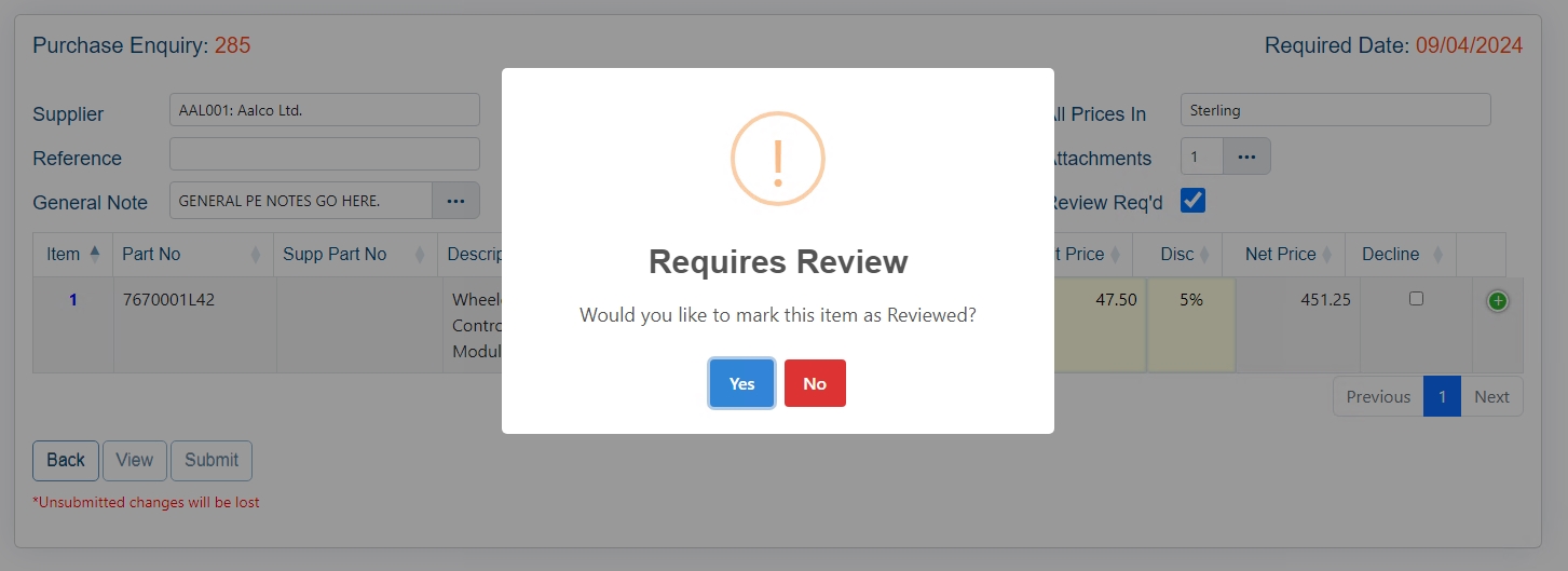 PE - Requires Review