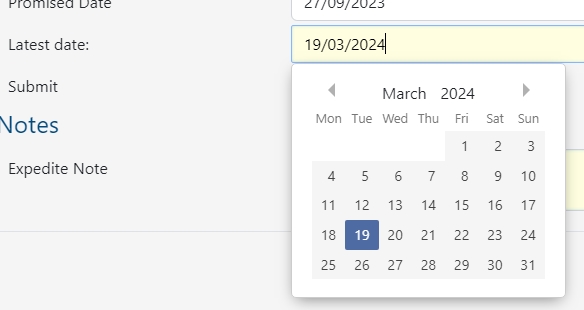 Expedite - Line Details - Amend Date