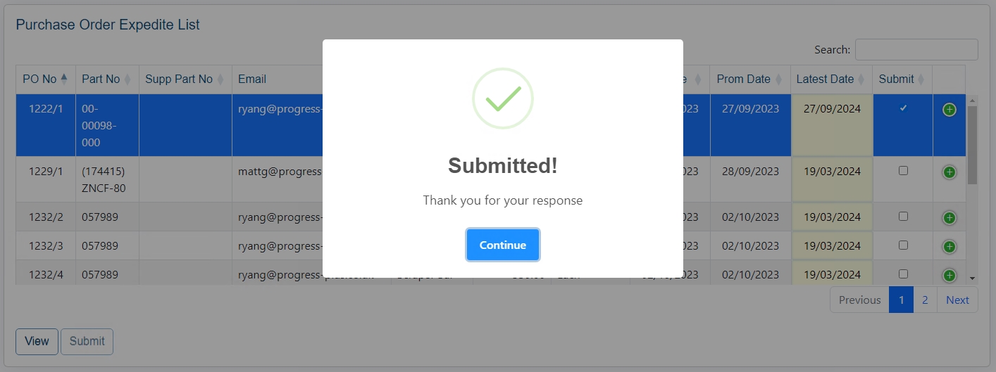 Expedite - Submitted