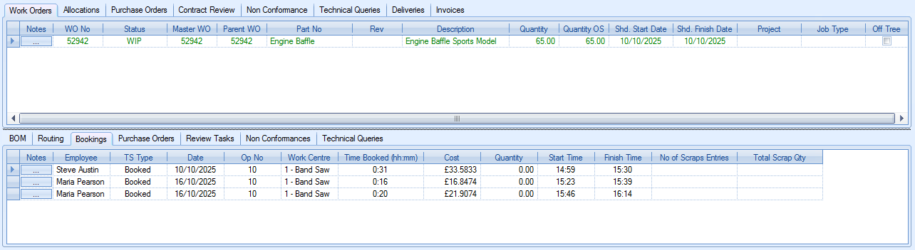 SO overview bookings