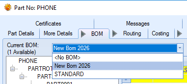 Bom drop down